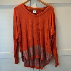Cabi Shirt Women’s Orange With Gray Stripes Small S Long Sleeve Hang Out  Top